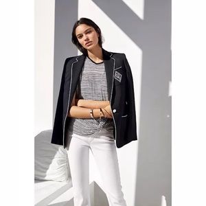 Ralph Lauren Contrast Trim Monogram Linen Blend Blazer Suit Jacket